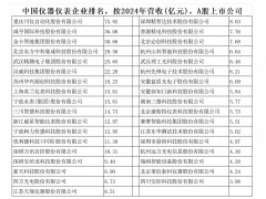中國(guó)儀器儀表企業(yè)排名，按2024年?duì)I收(億元)，A股上市公司